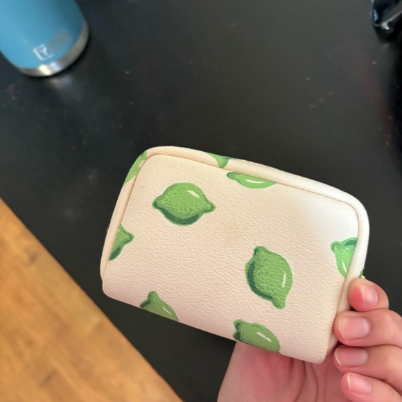 Coach White and Green Lime Print Mini Cosmetic Bag - Picture 4 of 6